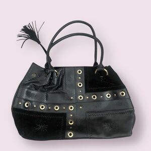 Leather Boho Classy Shoulder Hipster Artsy Chic Sleek Metal Hip Rock Purse Bag